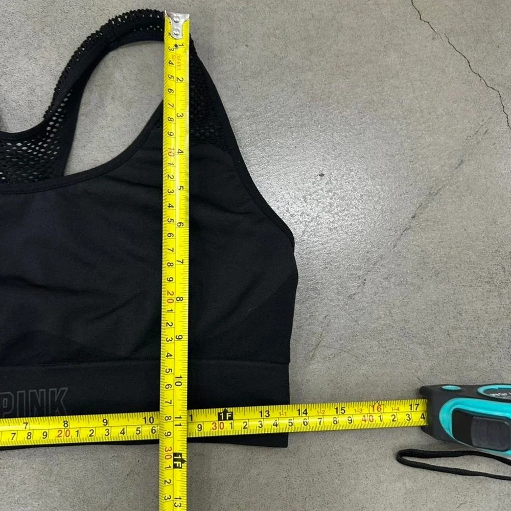 PINK Victoria's Secret Black Mesh Racerback Lightly Lined Sports Bra Large